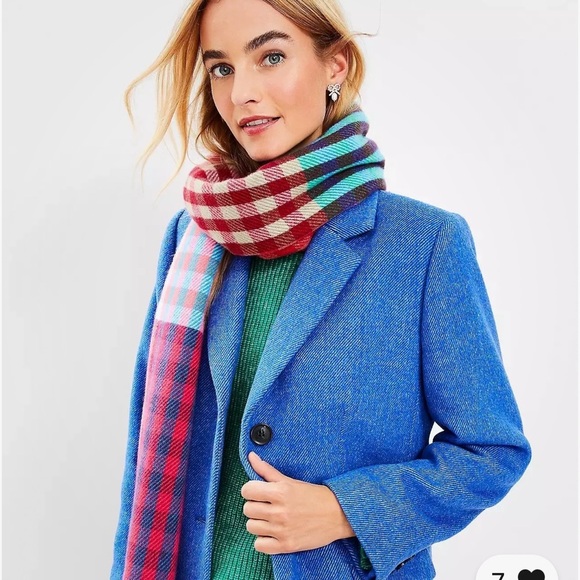 EUC Ann Taylor Loft long Coat jacket cobalt blue twill size Medium - Picture 3 of 8